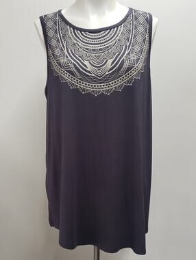 Torrid Geometric Print High Neckline Slate Purple Graphic Print Tank Top 1X NWT